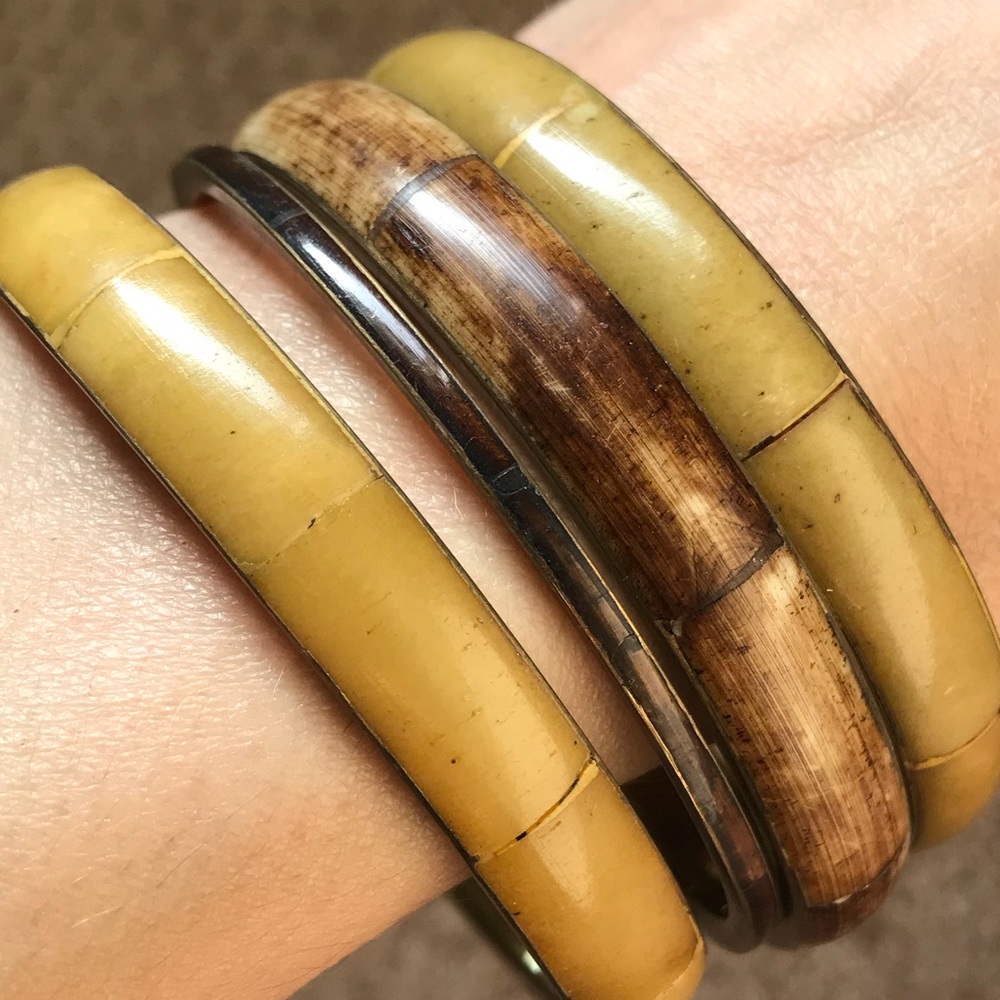 Tan and brown bangle bracelets
